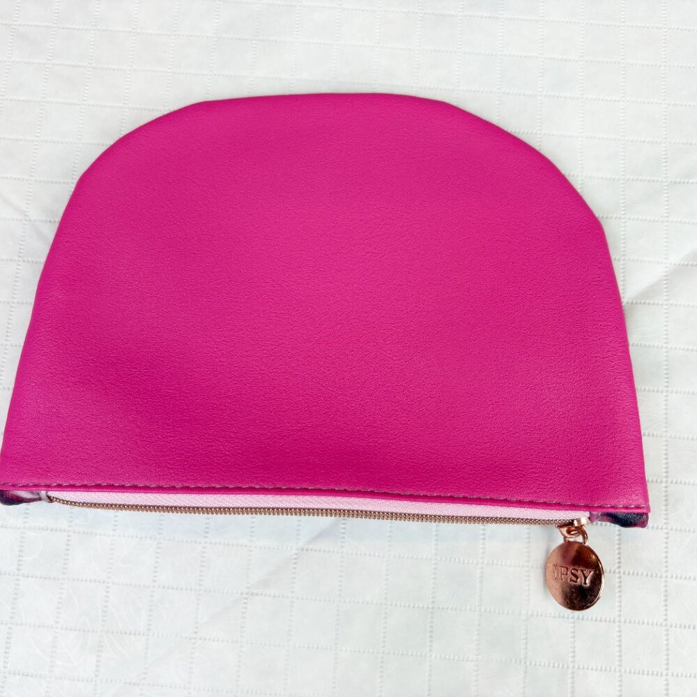 IPSY New pink purple floral pattern zippered makeup cosmetics bag pouch clutch - Picture 2 of 13